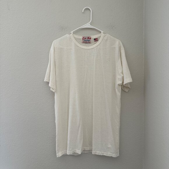 Left Field NYC Sportswear Slub Tee Shirt Crew Neck Short Sleeve Minimalist White - Picture 1 of 11